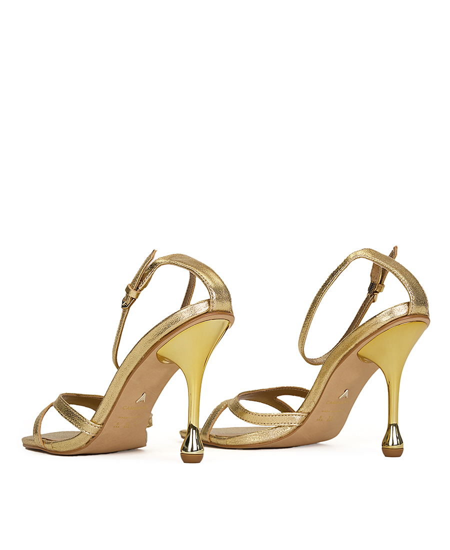 Carrano Γυναικεία Δερμάτινα Πέδιλα με Ψηλό Τακούνι σε Χρυσό φωτογραφία