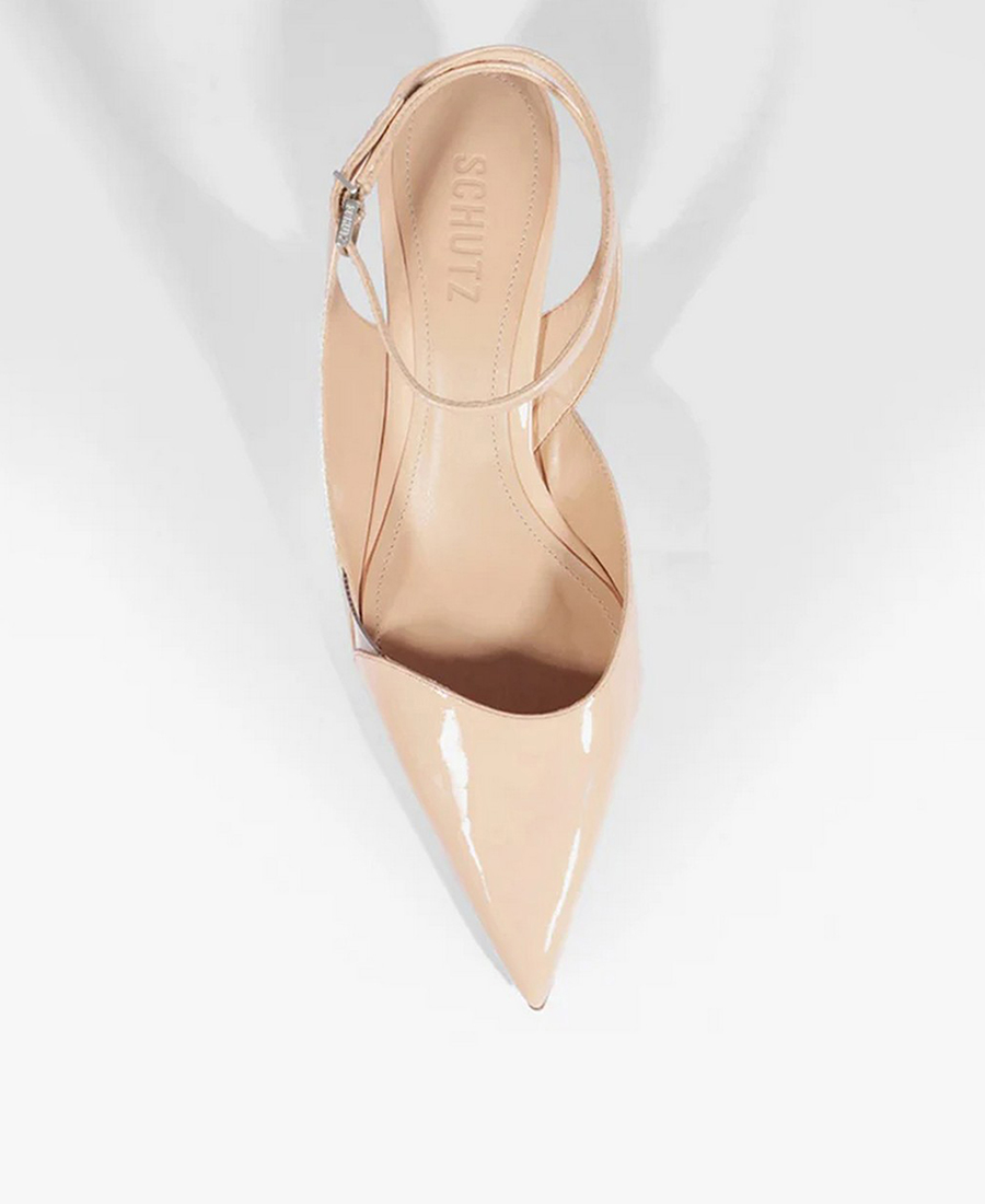 Schutz Γυναικεία Γόβα Slingback με Λουστρίνι και Kitten Heel σε Ροζ φωτογραφία