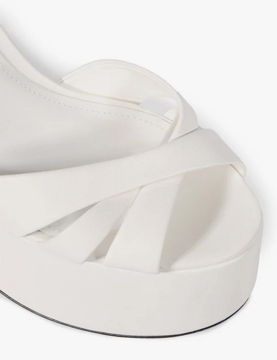 Schutz Γυναικείο Πέδιλο Wedge Heel Δερμάτινο με Crisscross Σχέδιο σε Λευκό φωτογραφία