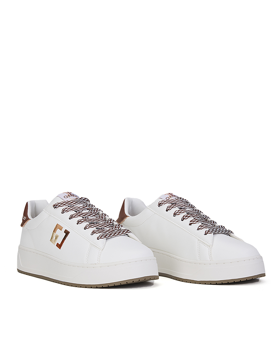 Gaudi Γυναικεία Sneakers Λευκά Με Καφέ Λεπτομέρειες φωτογραφία