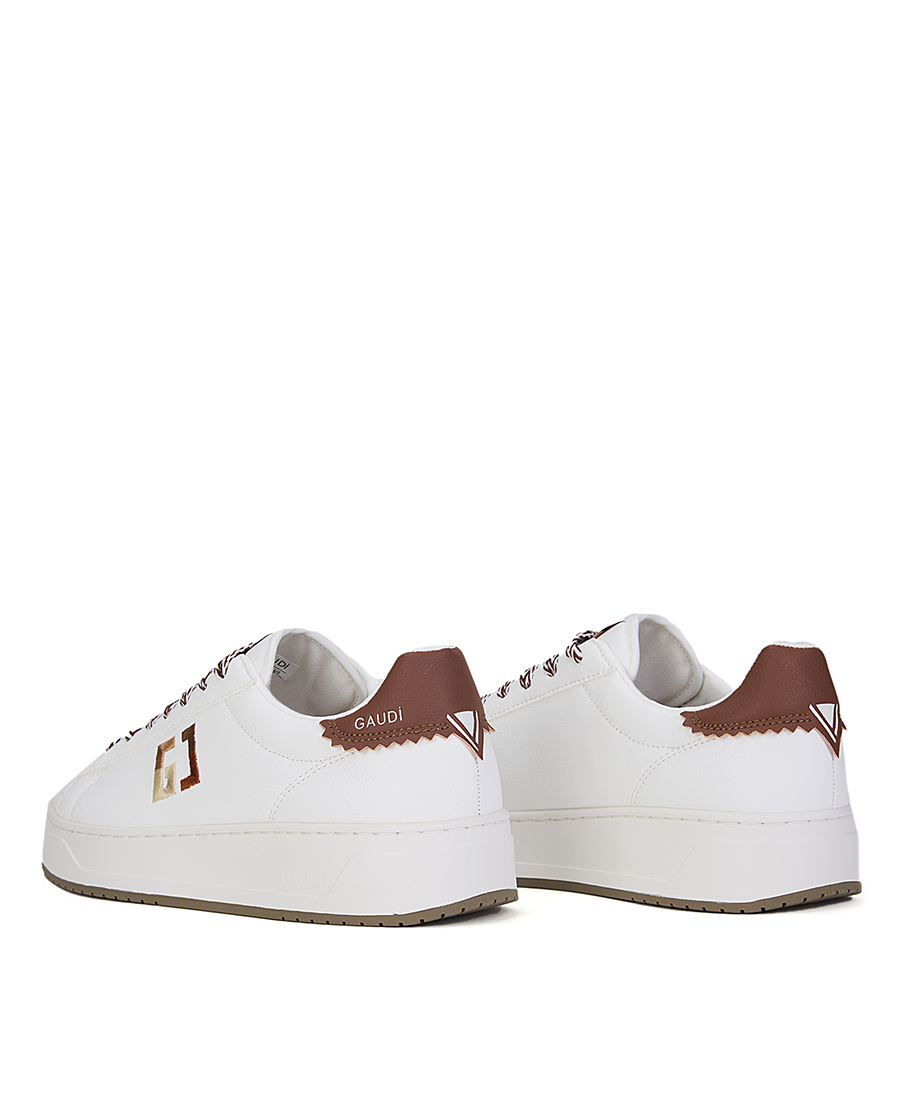 Gaudi Γυναικεία Sneakers Λευκά Με Καφέ Λεπτομέρειες φωτογραφία