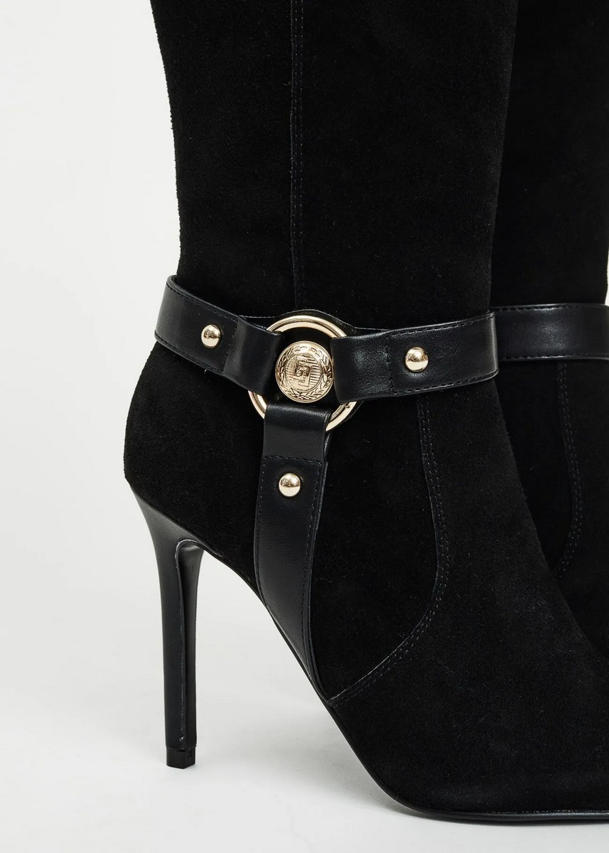 Gaudi Γυναικεία Μπότα Από Σουέτ Με Ψηλό Τακούνι Και Μεταλλική Λεπτομέρεια φωτογραφία