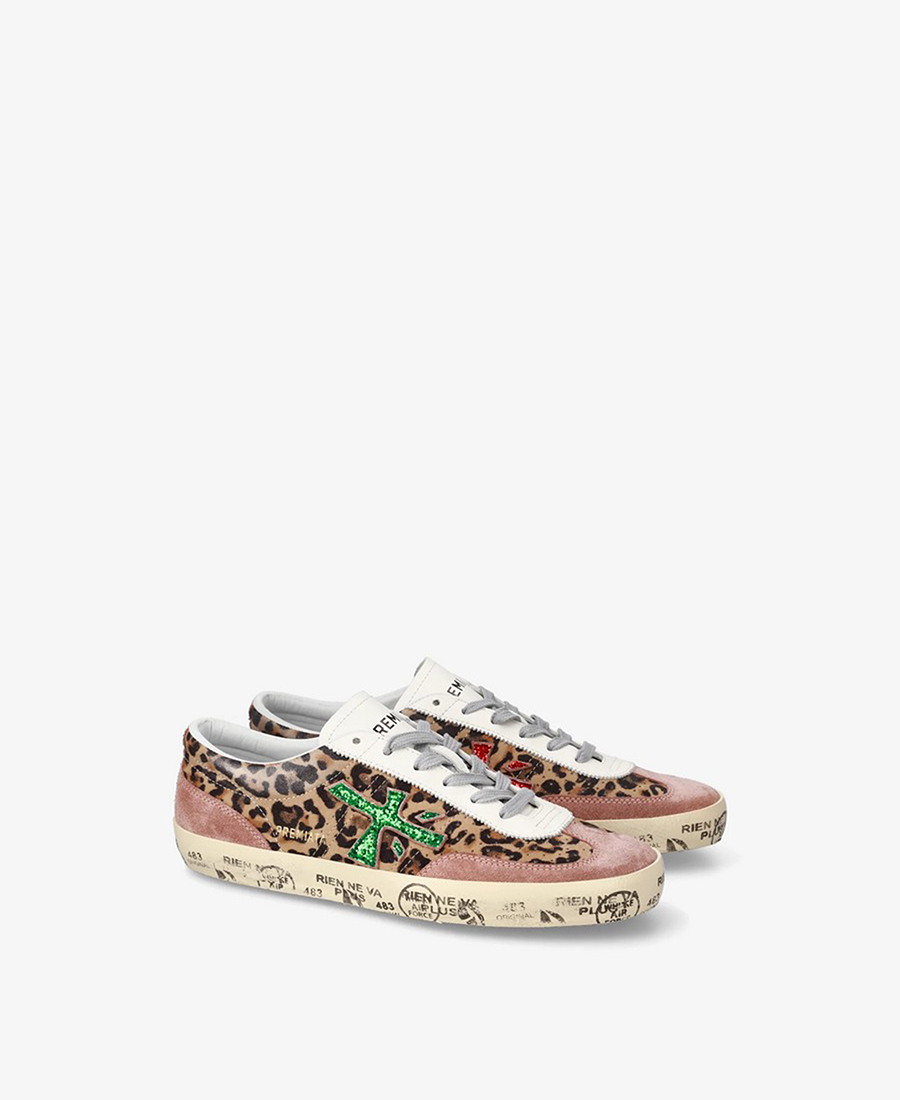 Premiata Γυναικεία Sneakers Με Λεοπάρ Σχέδιο Και Glitter Λεπτομέρειες φωτογραφία