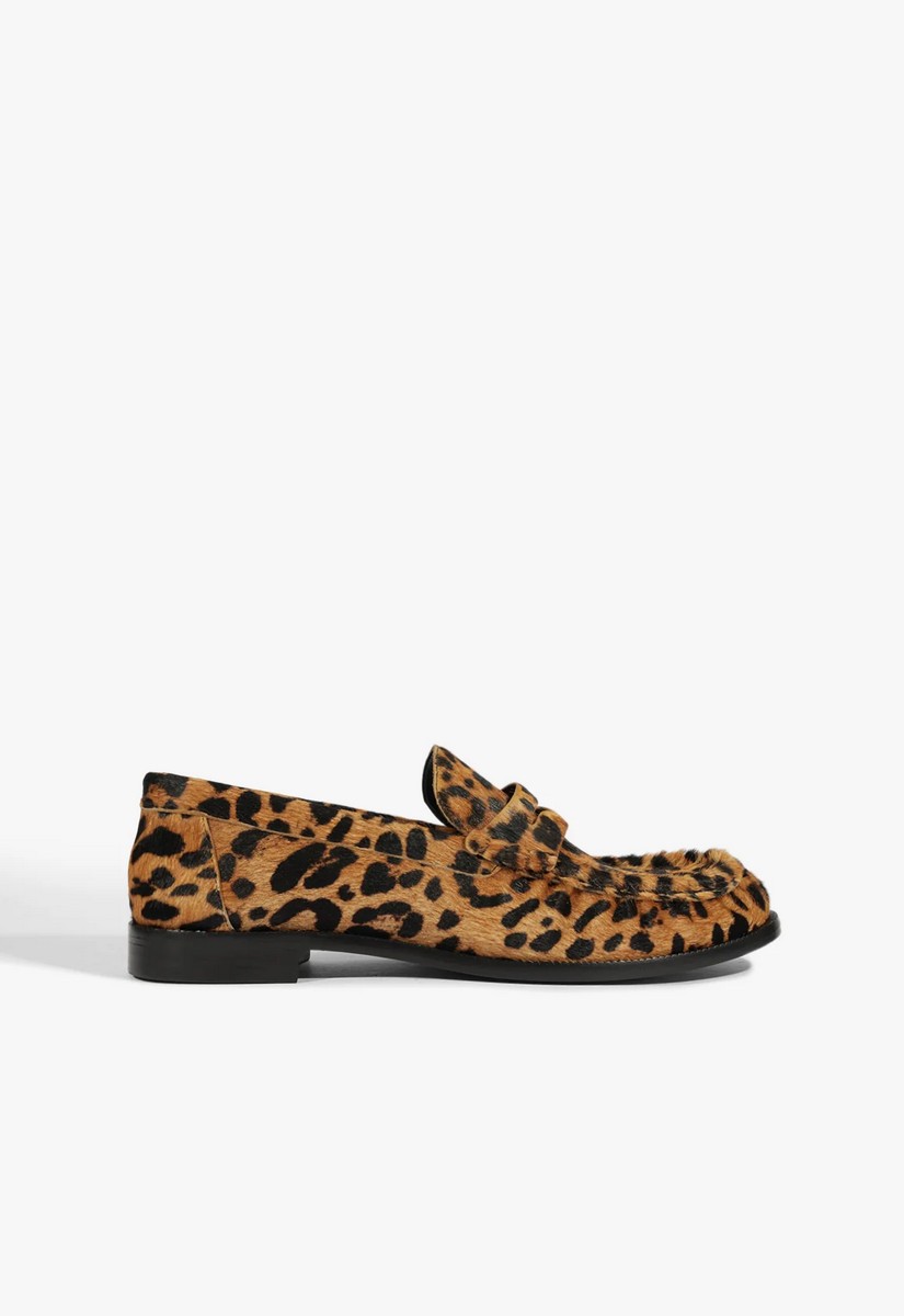 Schutz Schutz Γυναικείο Loafer Flat Από Δέρμα Animal Print Καφέ