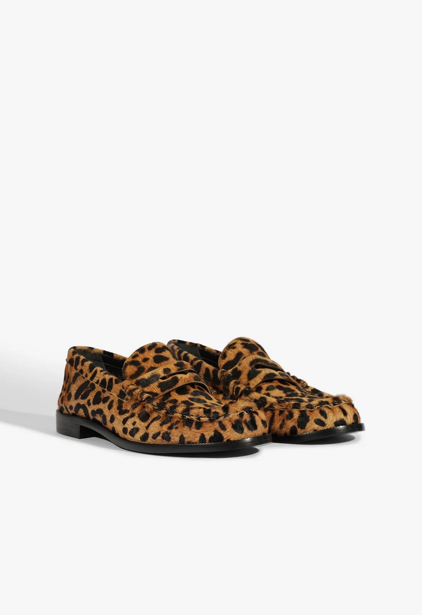 Schutz Γυναικείο Loafer Flat Από Δέρμα Animal Print Καφέ φωτογραφία