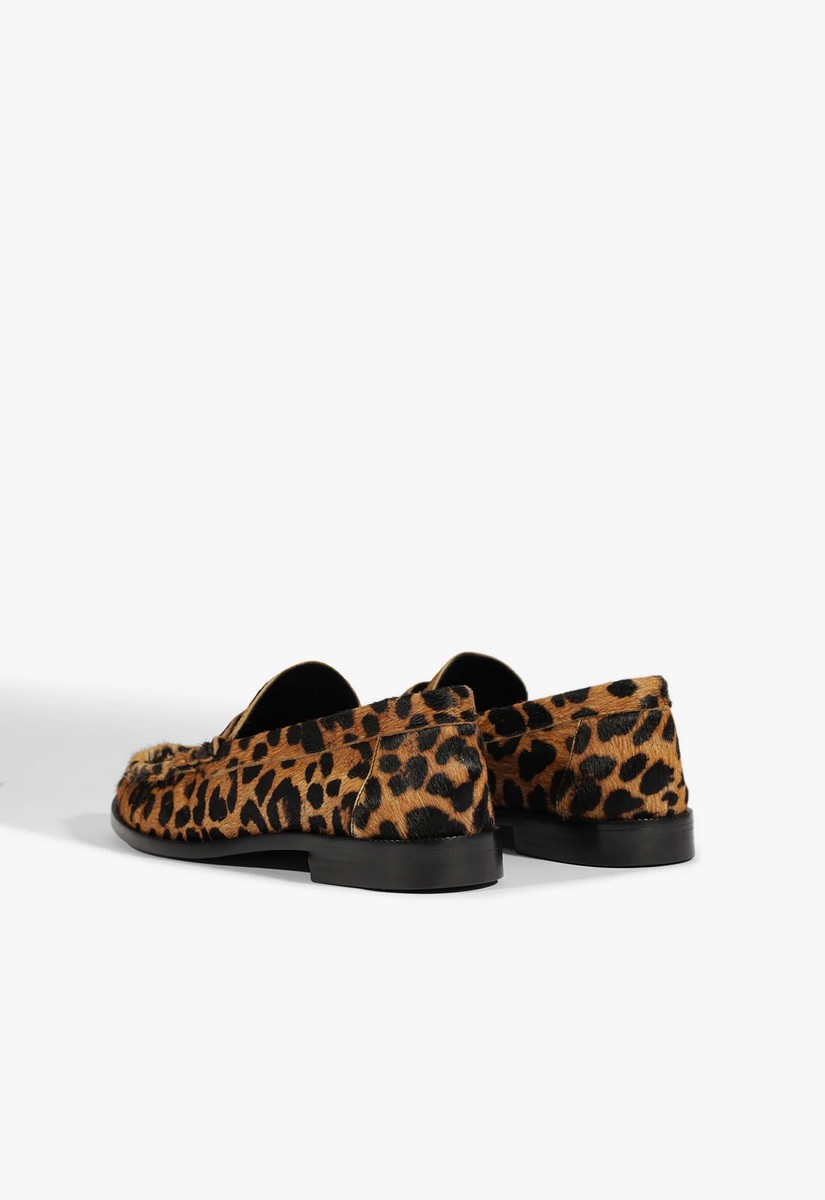 Schutz Γυναικείο Loafer Flat Από Δέρμα Animal Print Καφέ φωτογραφία