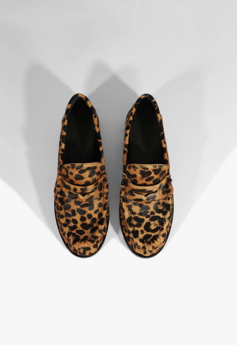 Schutz Γυναικείο Loafer Flat Από Δέρμα Animal Print Καφέ φωτογραφία