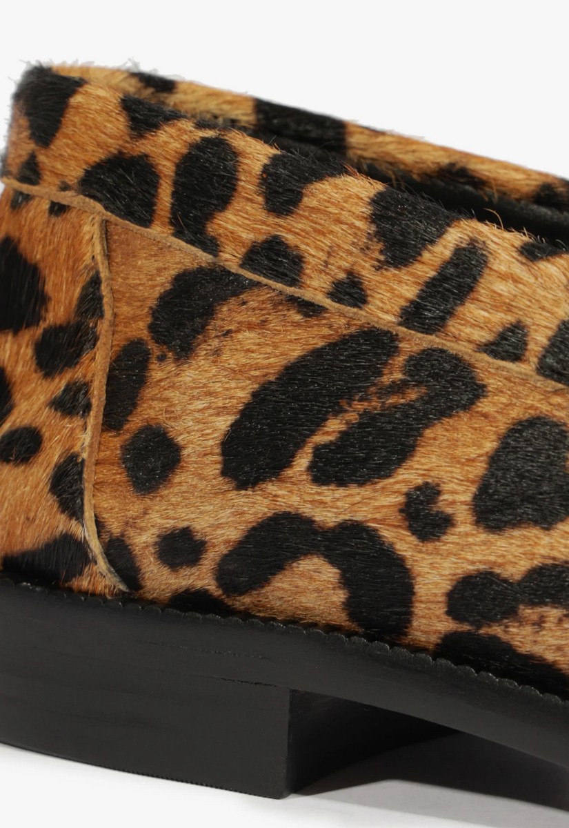 Schutz Γυναικείο Loafer Flat Από Δέρμα Animal Print Καφέ φωτογραφία