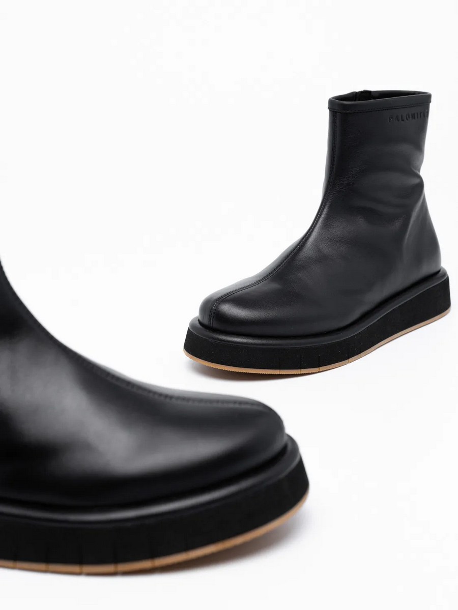 Palomitas Γυναικείο Μποτάκι Flat Nappa Με Φερμουάρ Μαύρο φωτογραφία