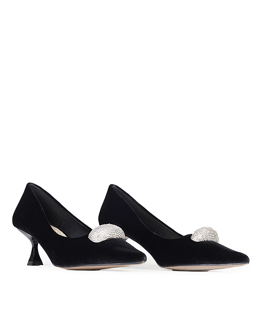 Twenty Four Haitch Γυναικεία Γόβα Gacrux Από Βελούδο Με Strass Λεπτομέρειες φωτογραφία