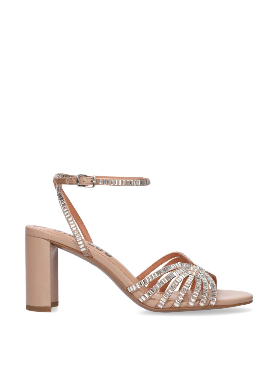 Bibilou Bibi Lou Γυναικεία Πέδιλα Με Strass Και Block Τακούνι