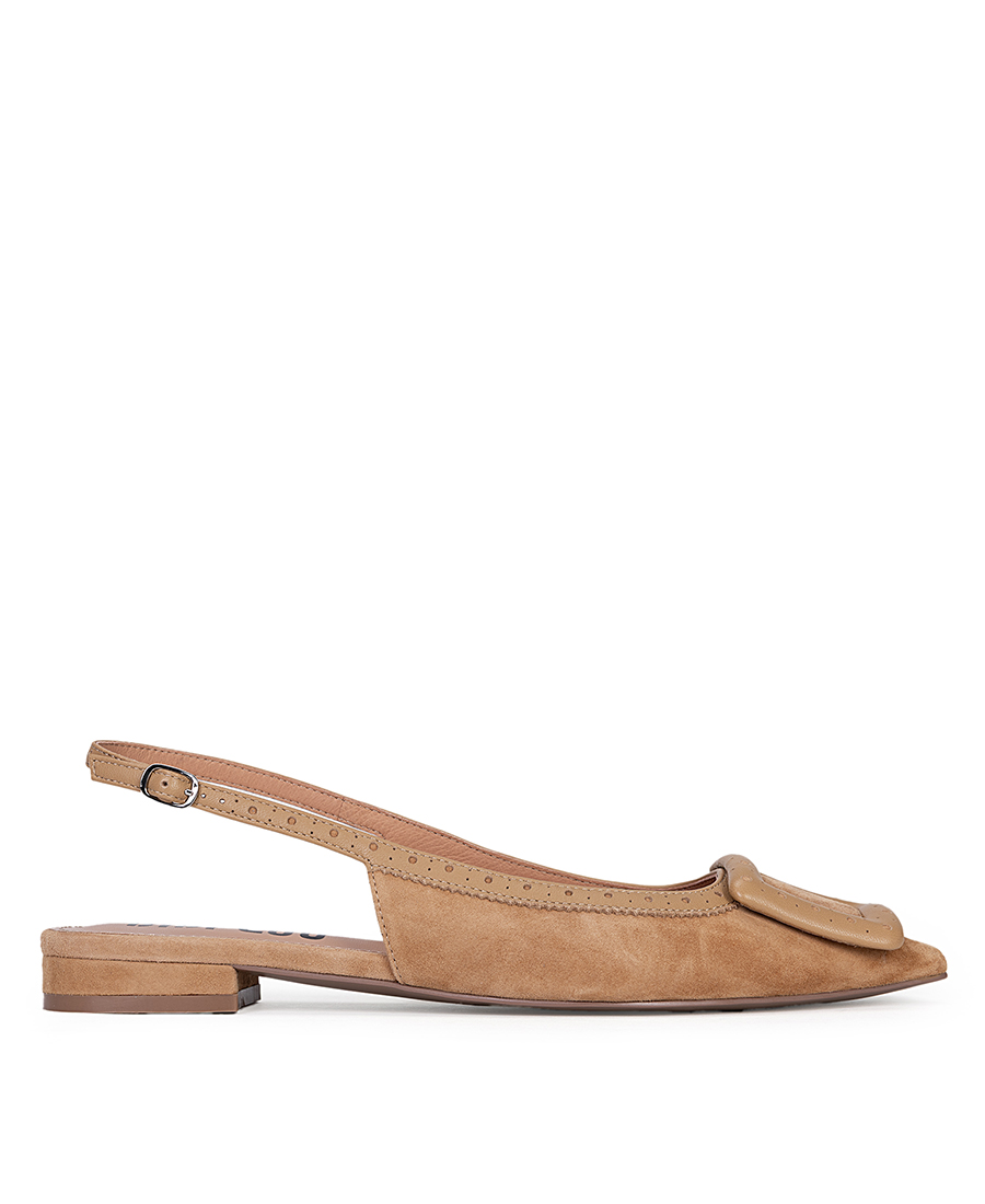 Bibilou Bibi Lou Γυναικεία Slingbacks Δερμάτινα Με Αγκράφα Και Διάτρητες Λεπτομέρειες