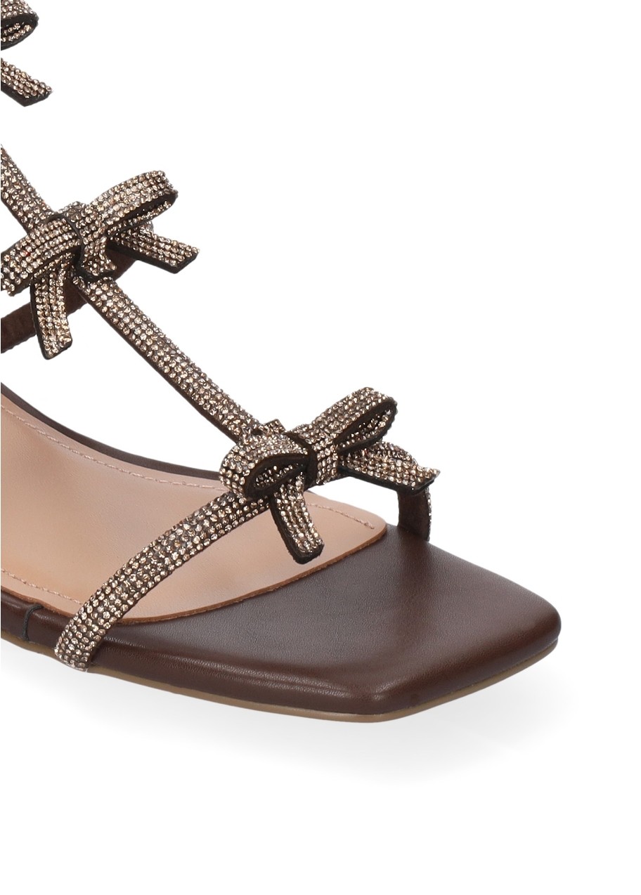 Bibi Lou Γυναικεία Σανδάλια Δερμάτινα Με Strass Λουράκια Και Φιόγκους φωτογραφία