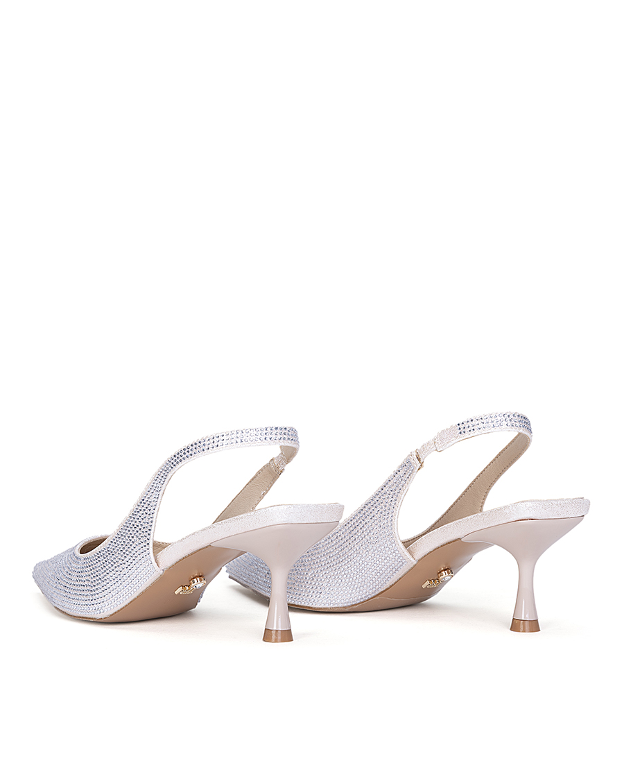 Twenty Four Haitch Γυναικείες Slingback Γόβες Με Strass Και Kitten Heel φωτογραφία