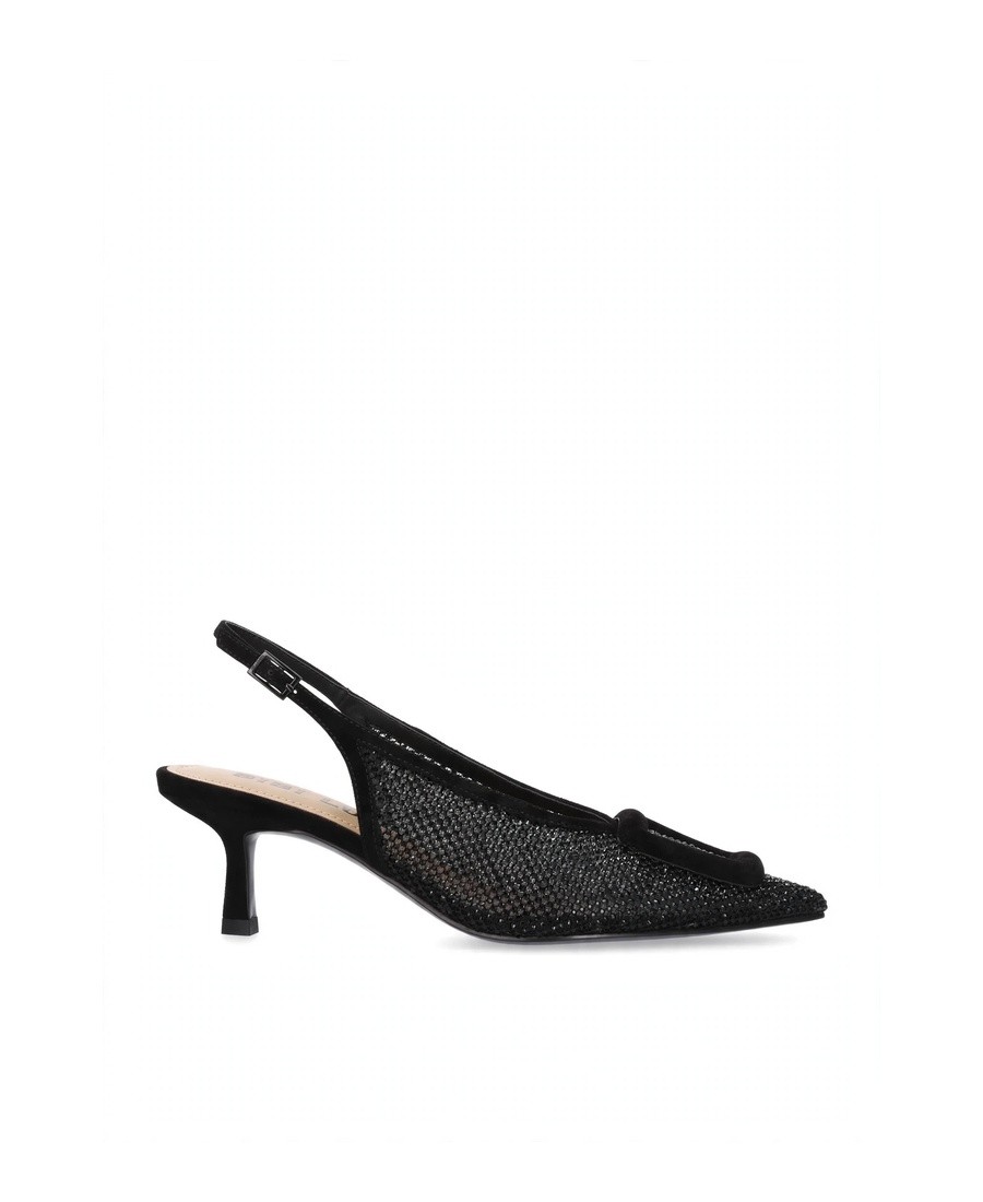 Bibilou Bibi Lou Γυναικείες Μαύρες Slingback Γόβες Με Strass Και Σουέτ Αγκράφα Για Business & Formal Εμφανίσεις