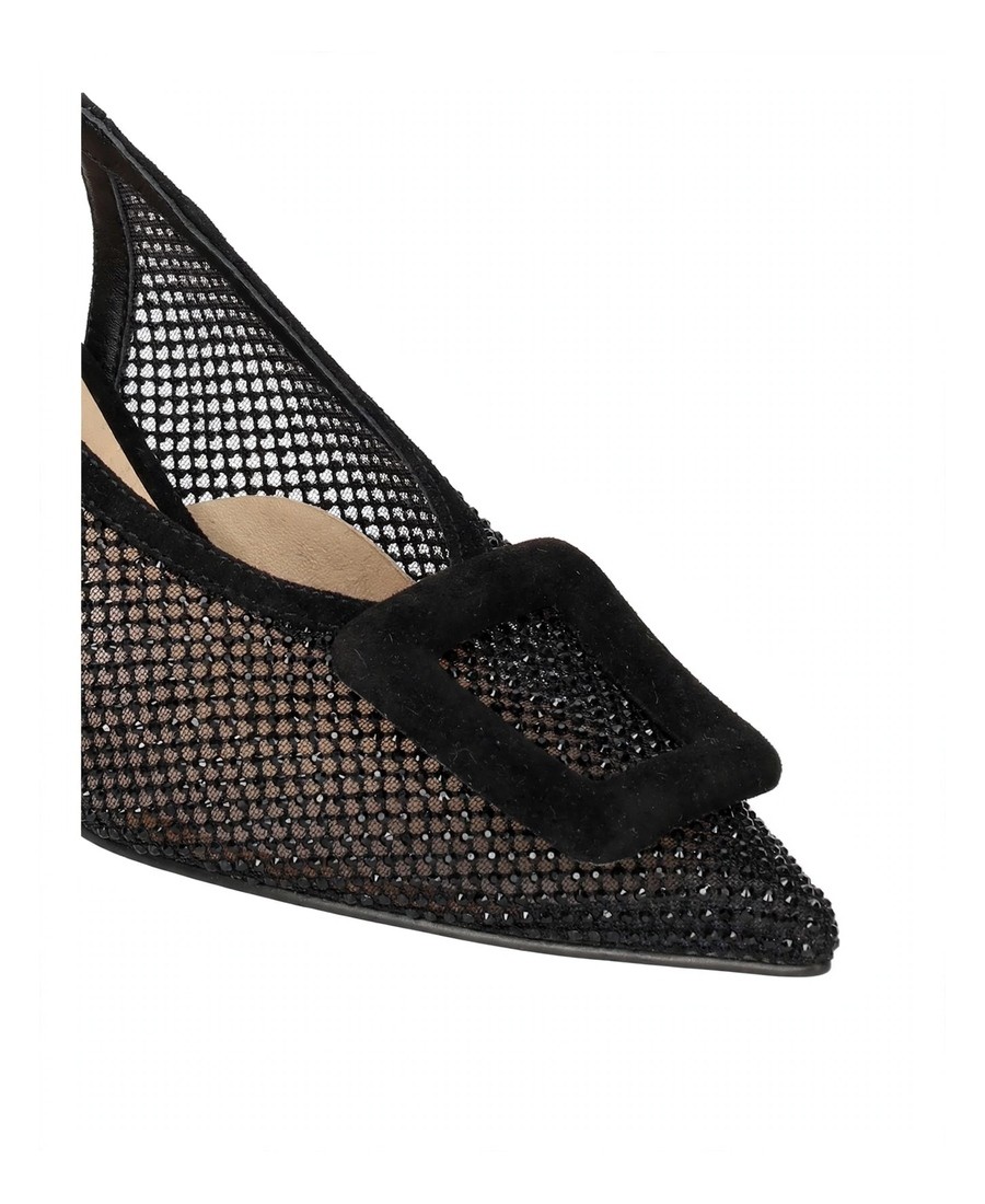 Bibilou Bibi Lou Γυναικείες Μαύρες Slingback Γόβες Με Strass Και Σουέτ Αγκράφα Για Business & Formal Εμφανίσεις - 4