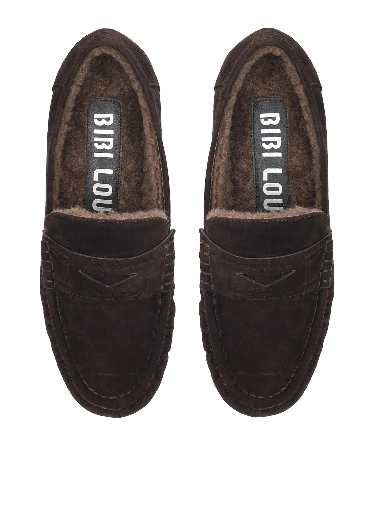 Bibilou Bibi Lou Γυναικεία Καφέ Σουέτ Loafers Lyra Με Σχέδιο Κροκό Για Elegant Business & All-Day Εμφανίσεις - 3