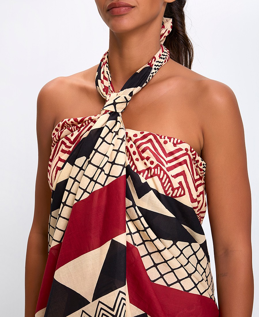 Γυναικείο Καλοκαιρινό Παρεό με Έθνικ Γεωμετρικό Μοτίβο φωτογραφία