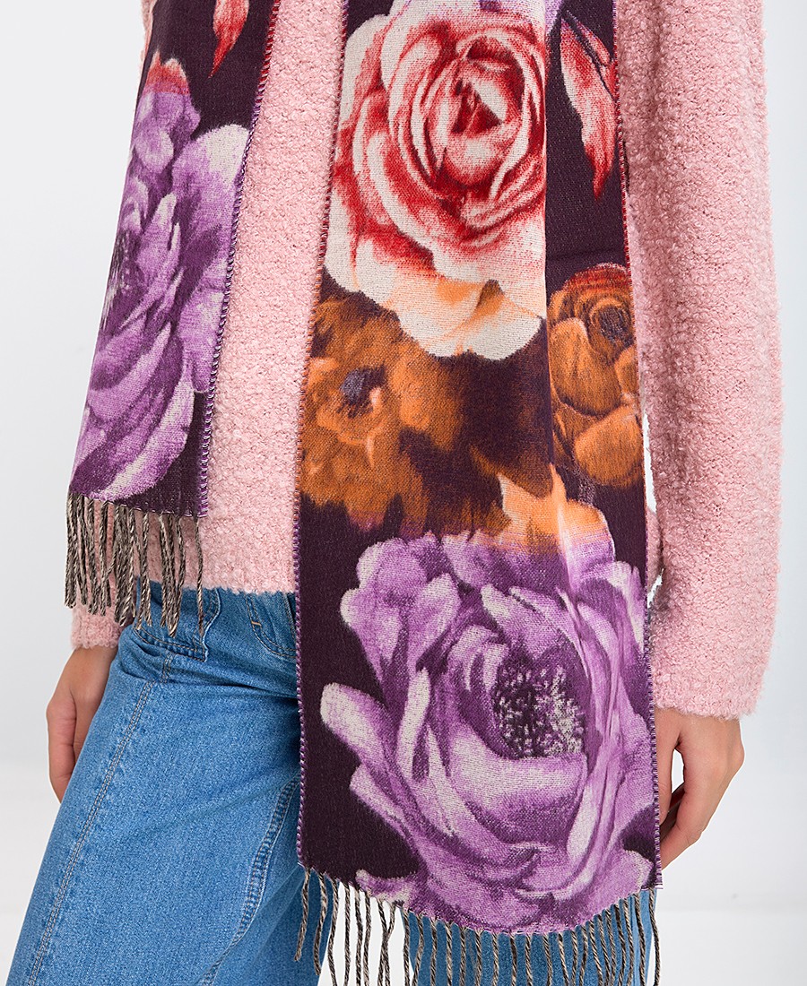 Γυναικείο Κασκόλ με Floral Print και Κρόσσια φωτογραφία