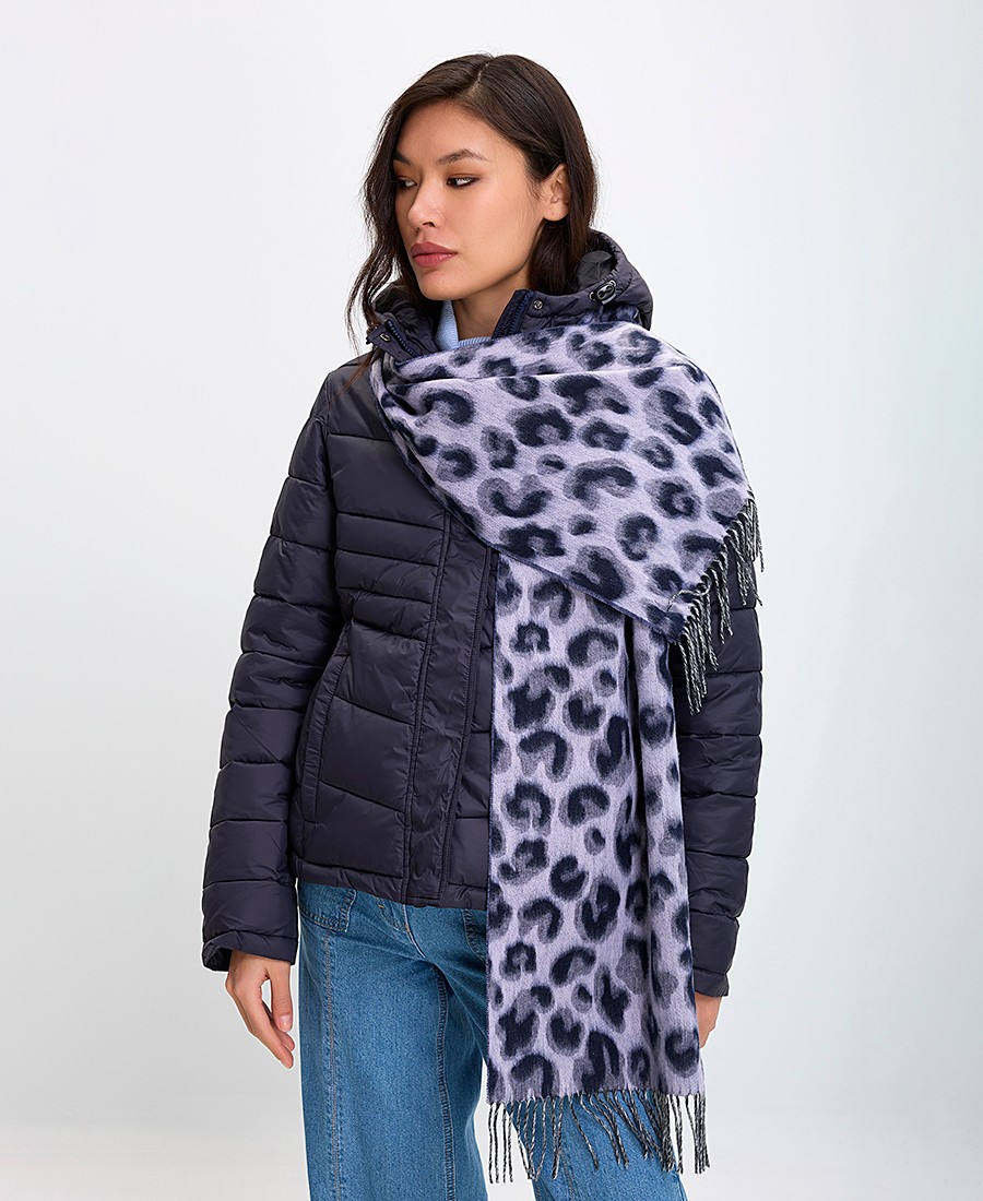 Clarina Γυναικείο Κασκόλ με Animal Print και Κρόσσια