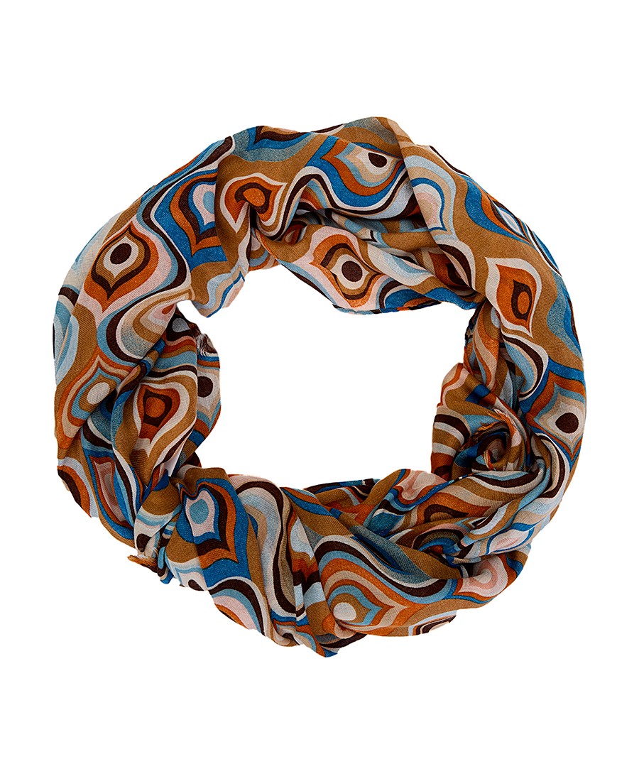 Clarina Γυναικείο Retro Φουλάρι με Γεωμετρικό Πολύχρωμο Μοτίβο