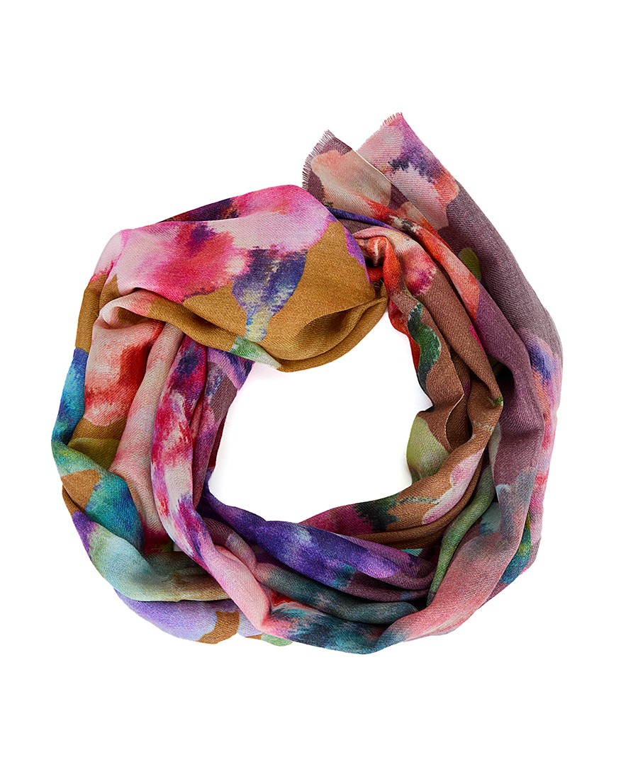 Ariela Montero Γυναικείο Φουλάρι Floral από Μαλλί & Μετάξι σε Εμπριμέ