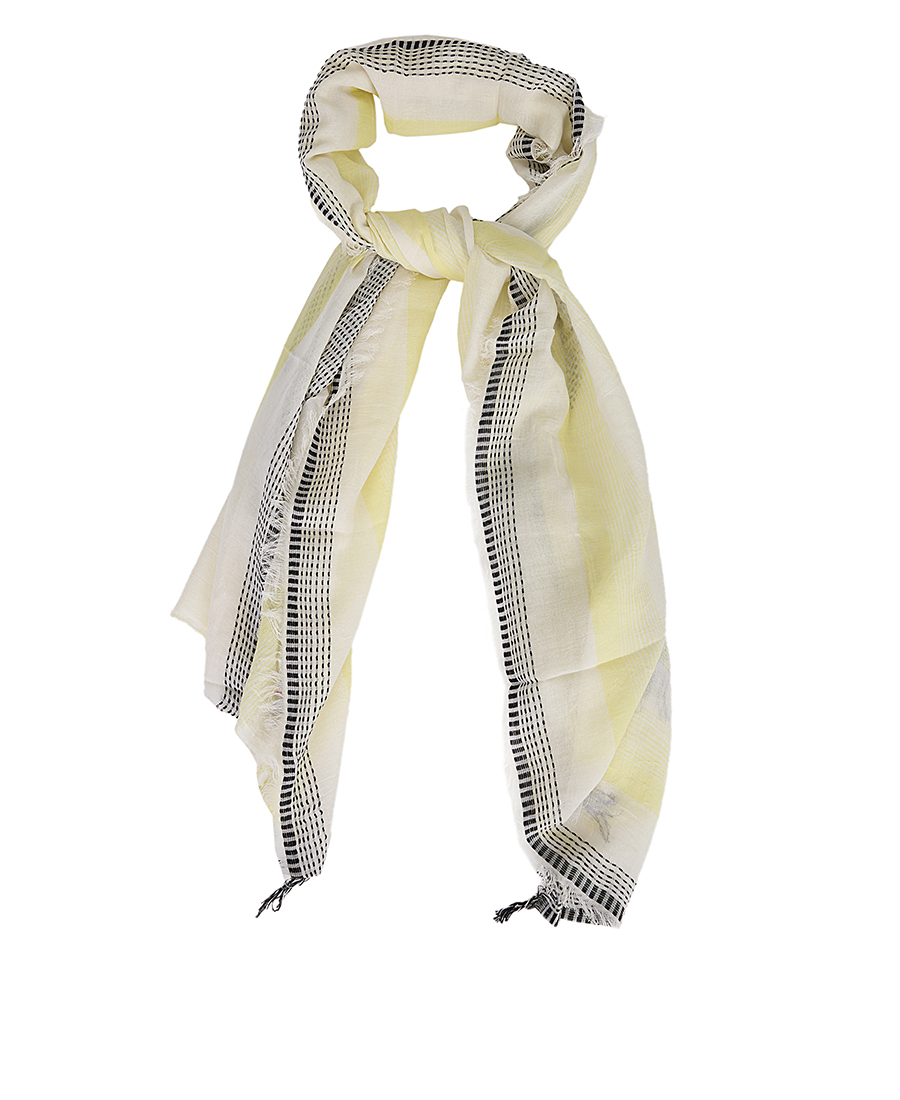 In Linea Firenze Γυναικείο Φουλάρι Βαμβακερό με Ριγέ Αντίθεση σε Εμπριμέ