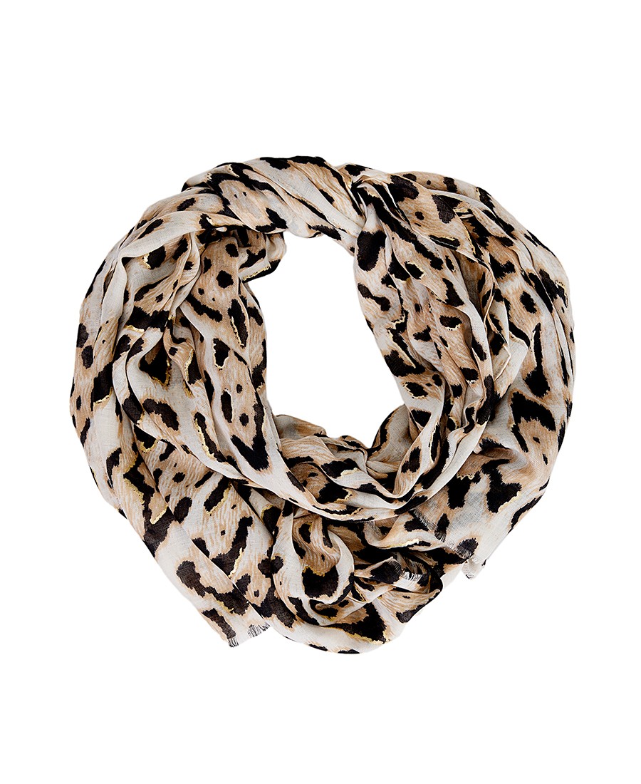Γυναικείο Φουλάρι με Animal Print και Χρυσές Λεπτομέρειες φωτογραφία