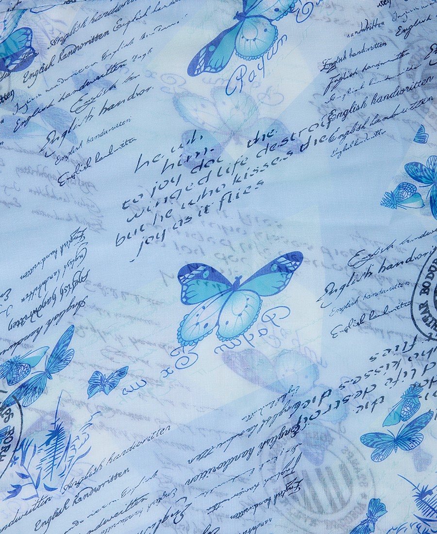 Γυναικείο Φουλάρι με Πεταλούδες σε Γαλάζιο Φόντο φωτογραφία