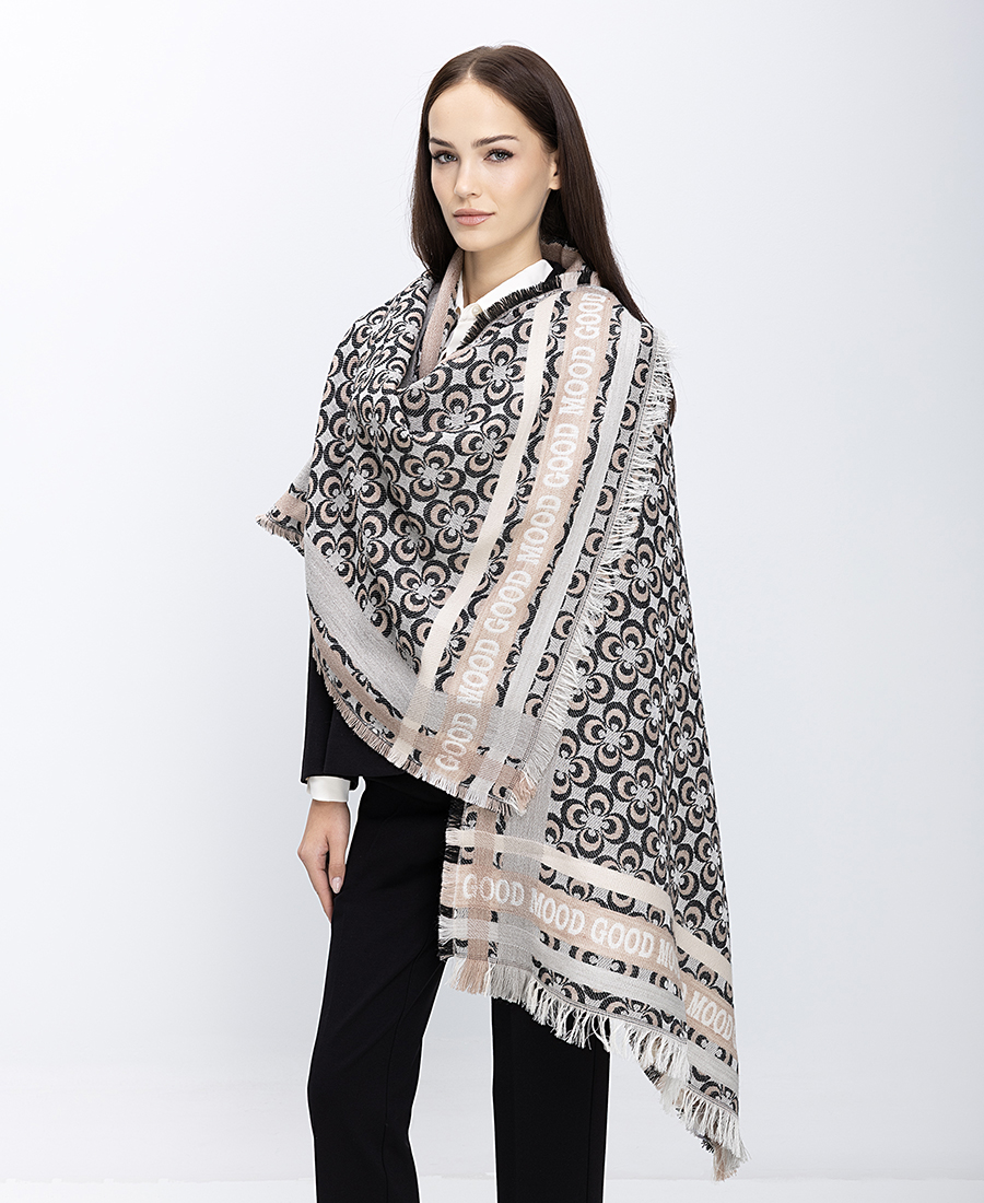 Γυναικεία Πασμίνα Με All-Over Μοτίβο Και Κρόσσια