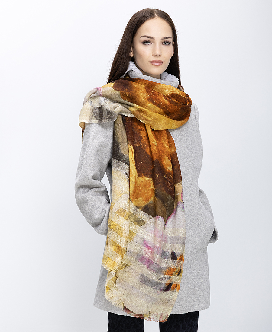 Γυναικεία Πασμίνα Μάλλινη Με Abstract Μοτίβο Και Lurex Λεπτομέρειες