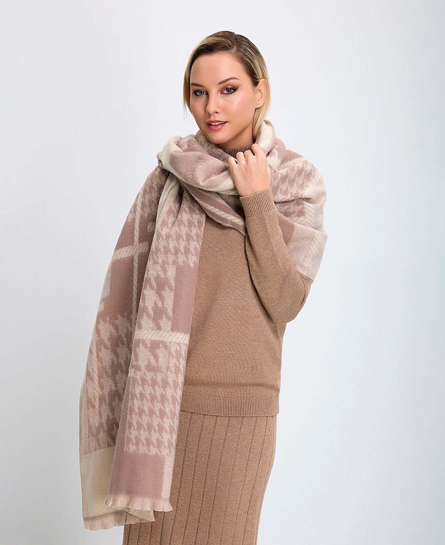 Clarina Γυναικεία Κάπα Εμπριμέ Εκρού