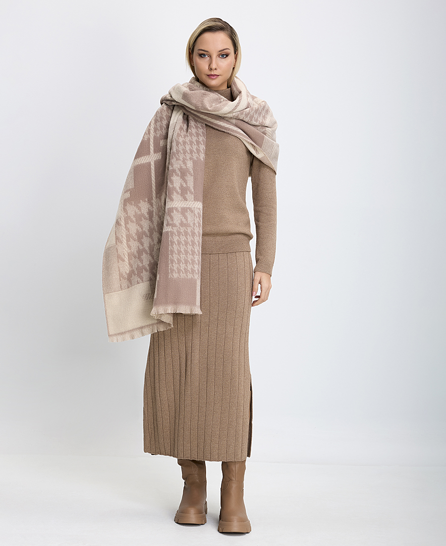 Γυναικεία Κάπα Εμπριμέ Εκρού φωτογραφία