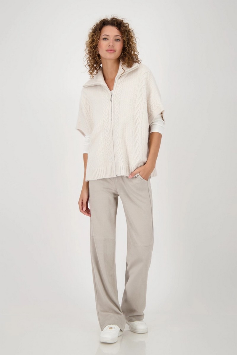 Monari Γυναικεία Πλεκτή Ζακέτα στυλ Κάπας Oversized Fit σε Ιβουάρ φωτογραφία