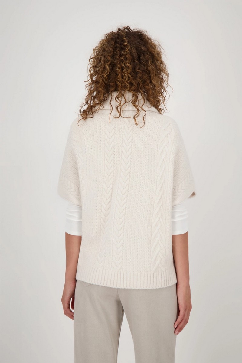 Monari Γυναικεία Πλεκτή Ζακέτα στυλ Κάπας Oversized Fit σε Ιβουάρ φωτογραφία