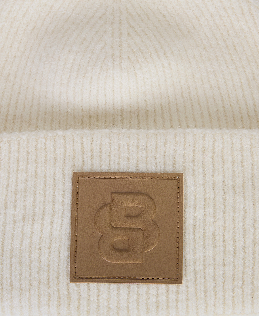 Boss Γυναικείος Beanie Σκούφος Rib σε Εκρού φωτογραφία