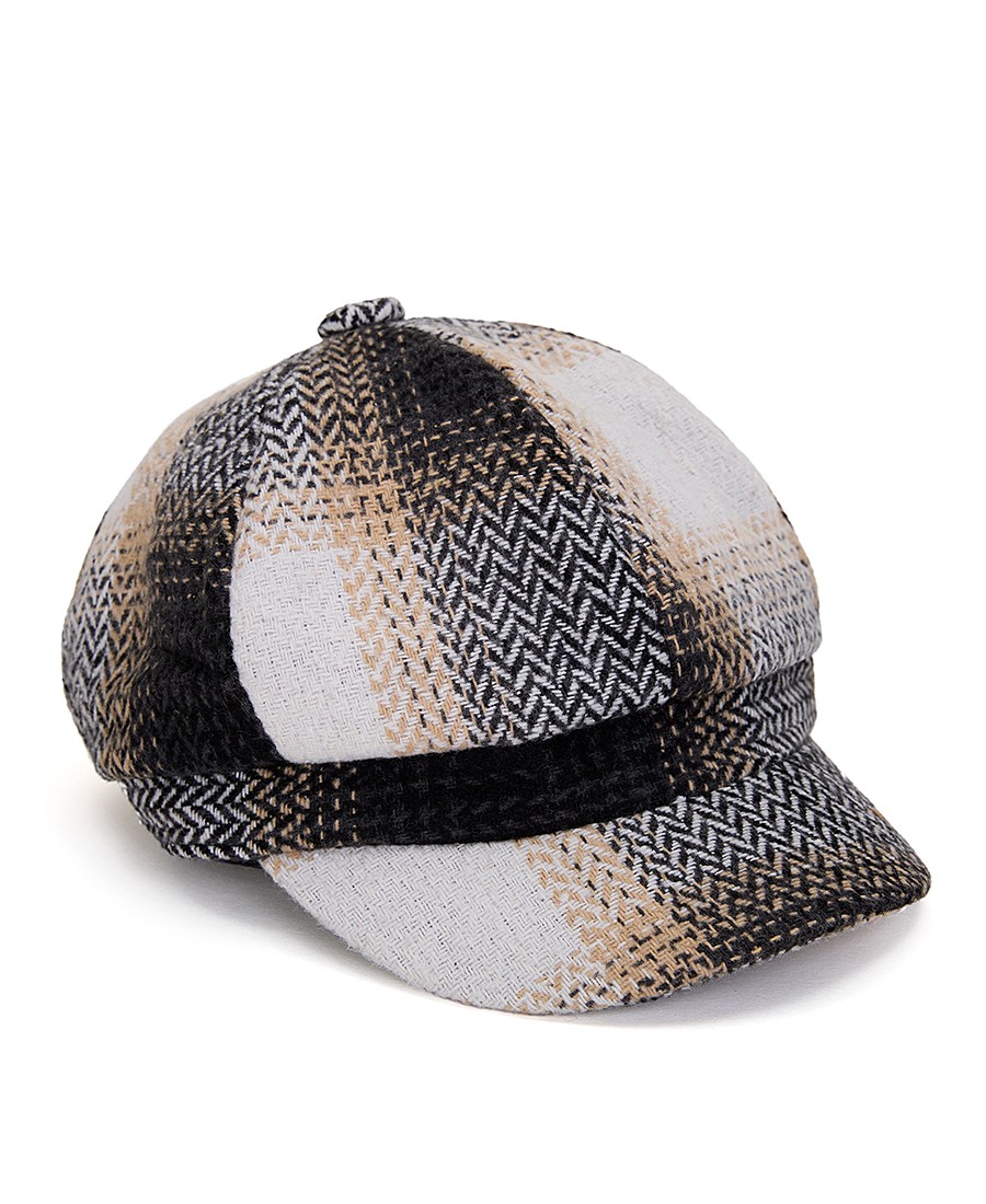 In Linea Firenze Γυναικείο Καπέλο Τραγιάσκα με Καρό Μοτίβο σε Γήινους Τόνους