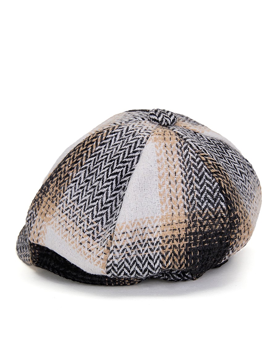 Γυναικείο Καπέλο Τραγιάσκα με Καρό Μοτίβο σε Γήινους Τόνους φωτογραφία