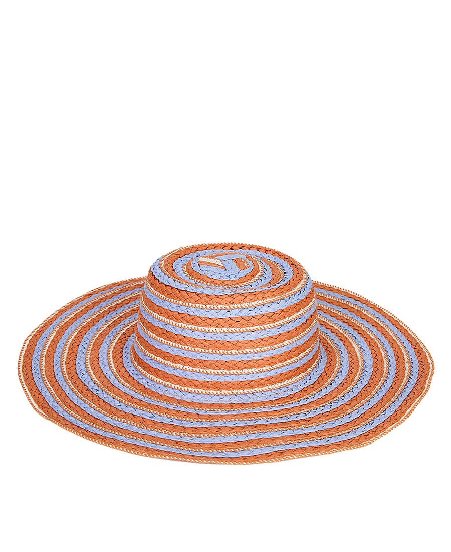 Γυναικείο Καπέλο με Φαρδύ Γείσο από Ψάθα και Ριγέ Σχέδιο φωτογραφία