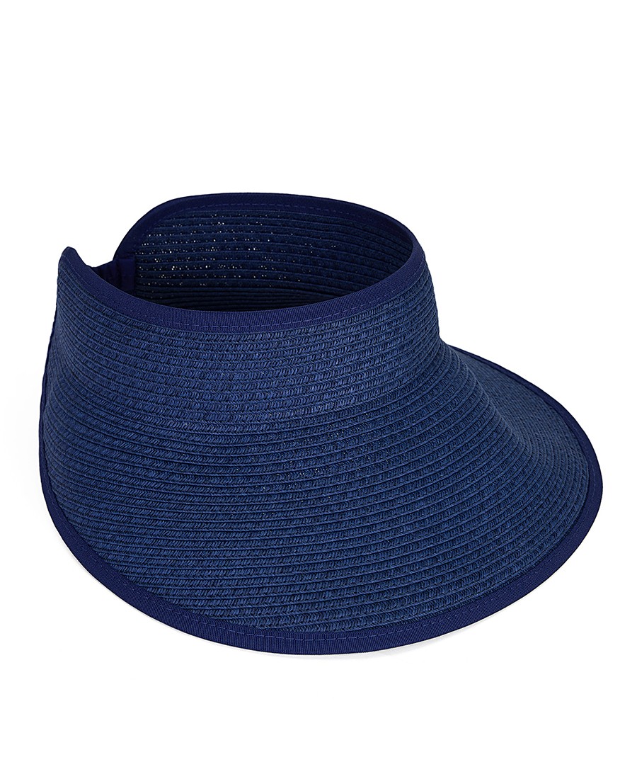 Γυναικείο Καπέλο Ψάθινο με Φαρδύ Γείσο και Λάστιχο Πίσω σε Μπλε φωτογραφία