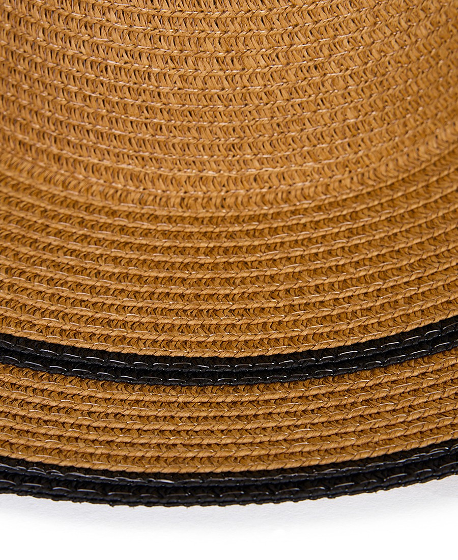 Γυναικείο Καπέλο Πλατύγυρο Ψάθινο με Δίχρωμη Λεπτομέρεια φωτογραφία