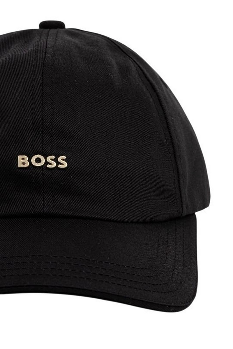 Boss Γυναικείο Μαύρο Μονόχρωμο Καπέλο Βαμβακερό Με Μεταλλικό Λογότυπο Για Casual Εμφανίσεις