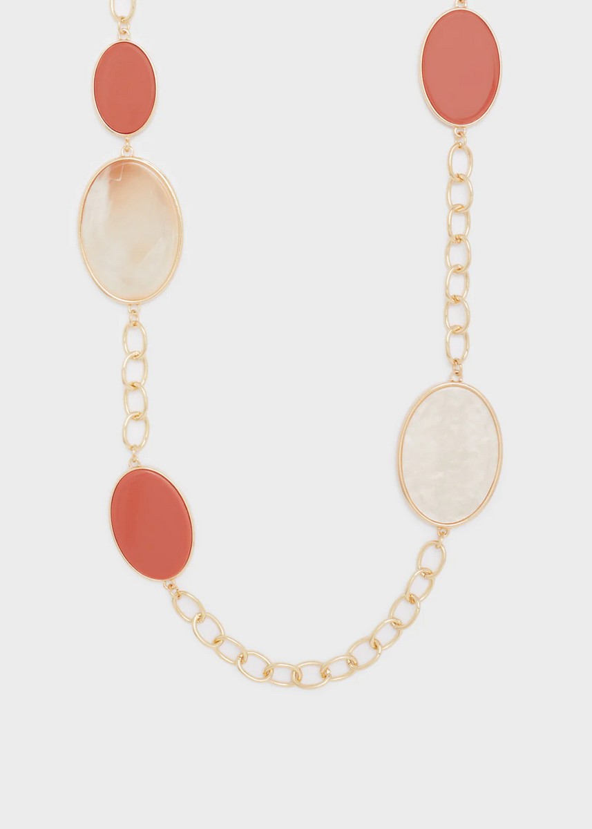 Nali Γυναικείο Κολιέ με Αλυσίδα και Οβάλ Διακοσμητικά Στοιχεία Χρυσό φωτογραφία