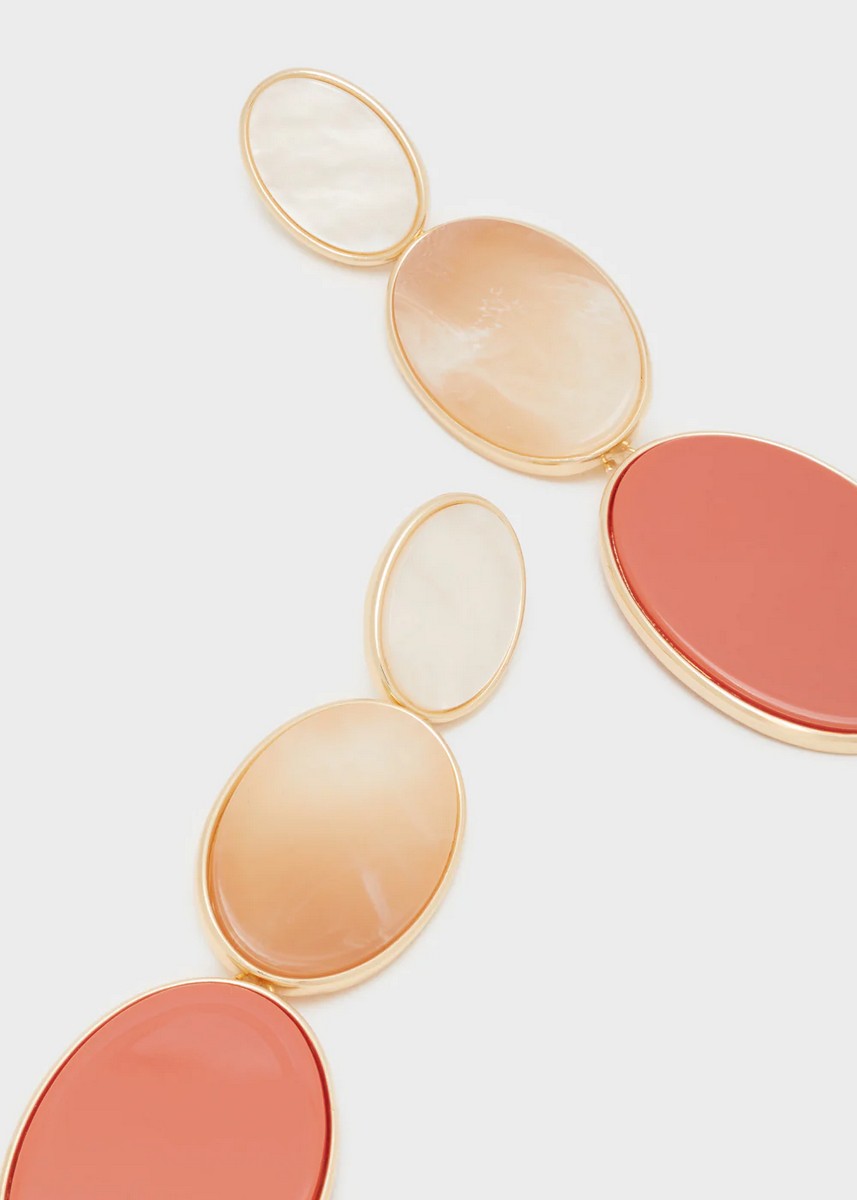 Nali Γυναικεία Σκουλαρίκια Κρεμαστά με Πολύχρωμα Οβάλ Διακοσμητικά Χρυσό φωτογραφία