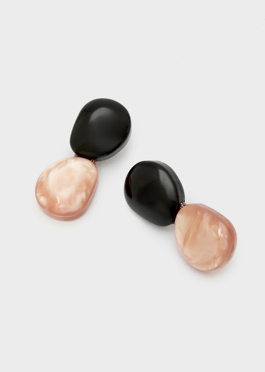 Nali Γυναικεία Σκουλαρίκια Με Διπλό Οβάλ Σχέδιο φωτογραφία