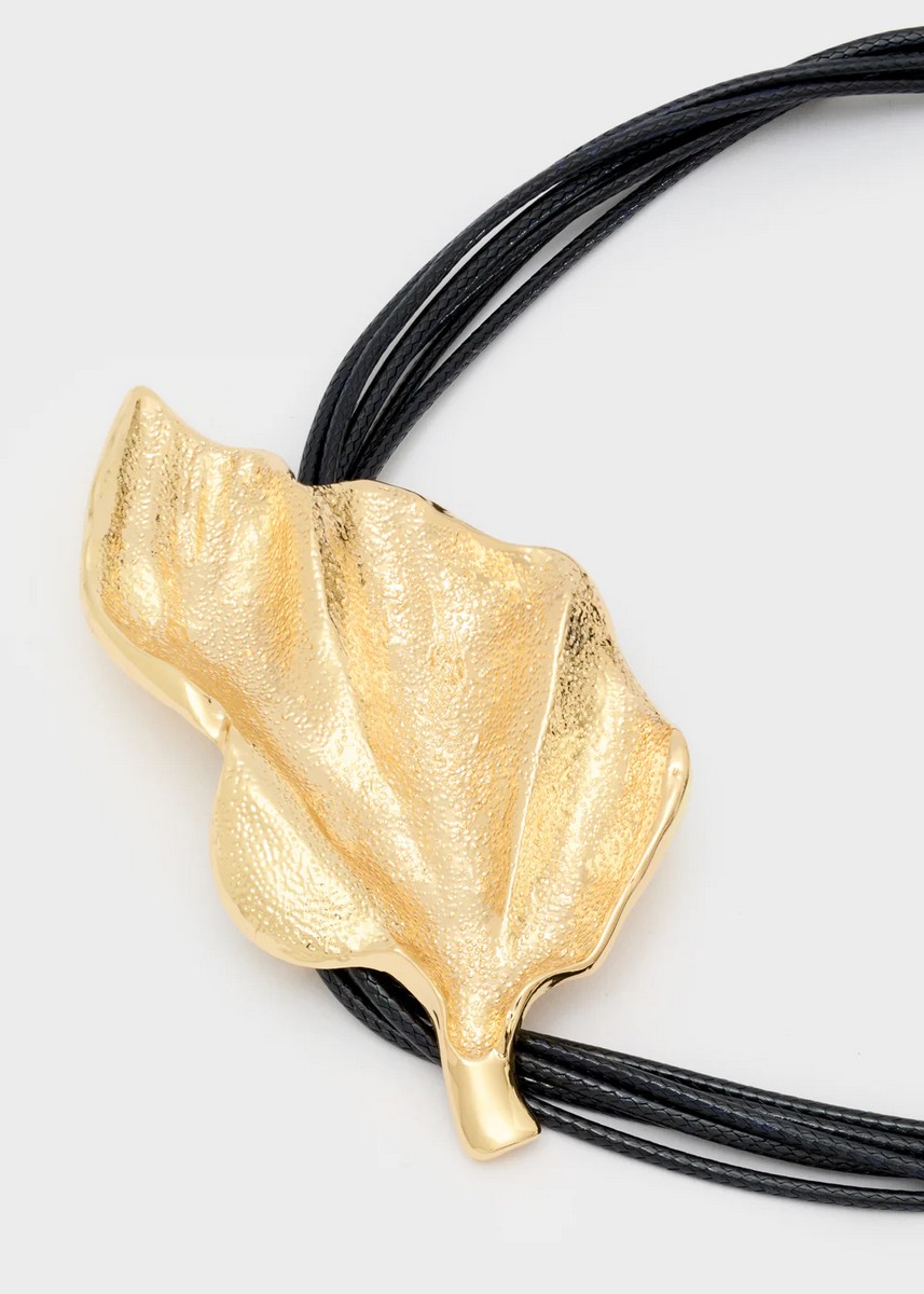 Nali Γυναικείο Κολιέ Με Φύλλο Και Πολύκλωνο Κορδόνι φωτογραφία