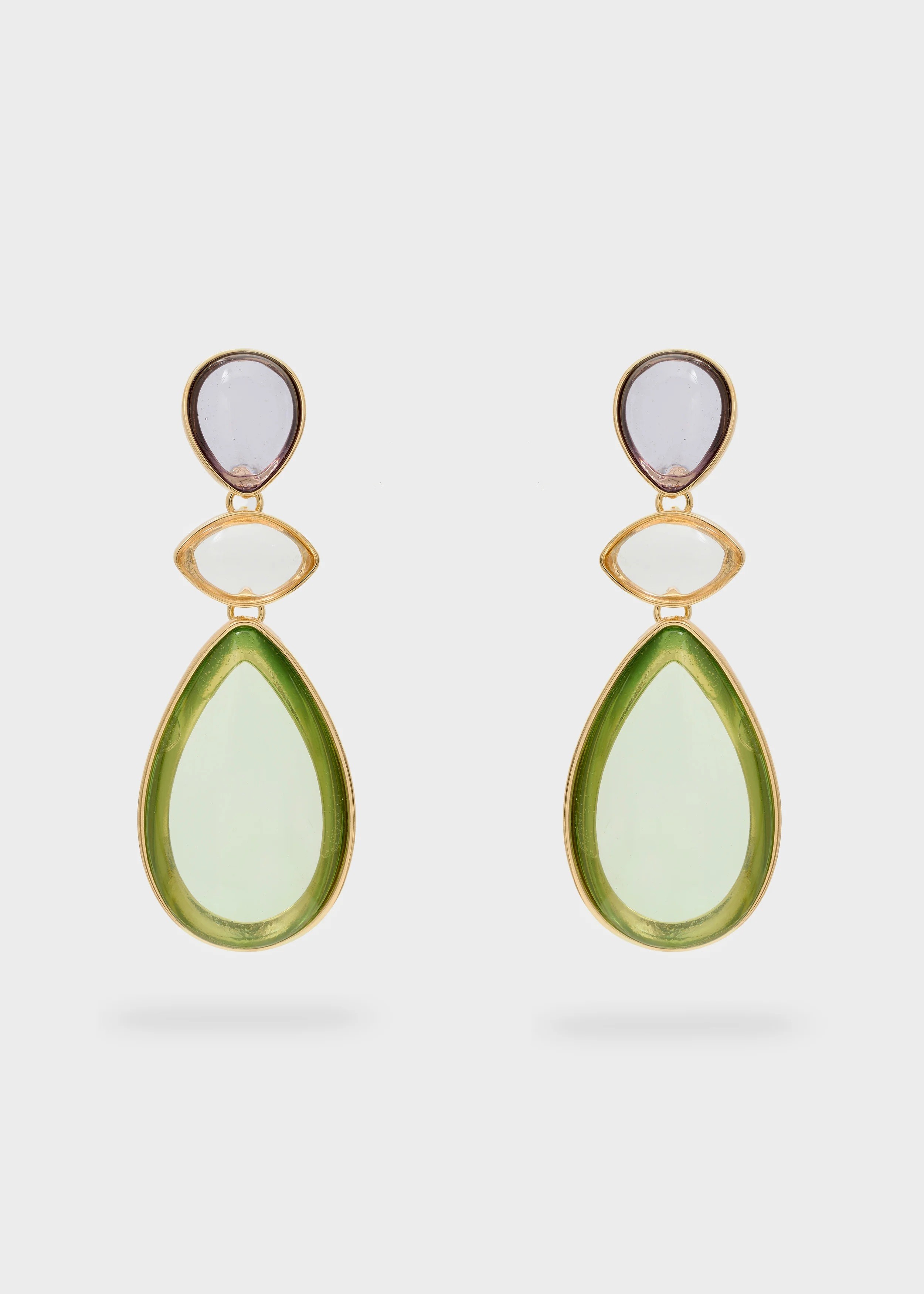 Nali Nali Γυναικεία Σκουλαρίκια Με Πολύχρωμες Ρητίνες Και Γεωμετρικό Σχέδιο