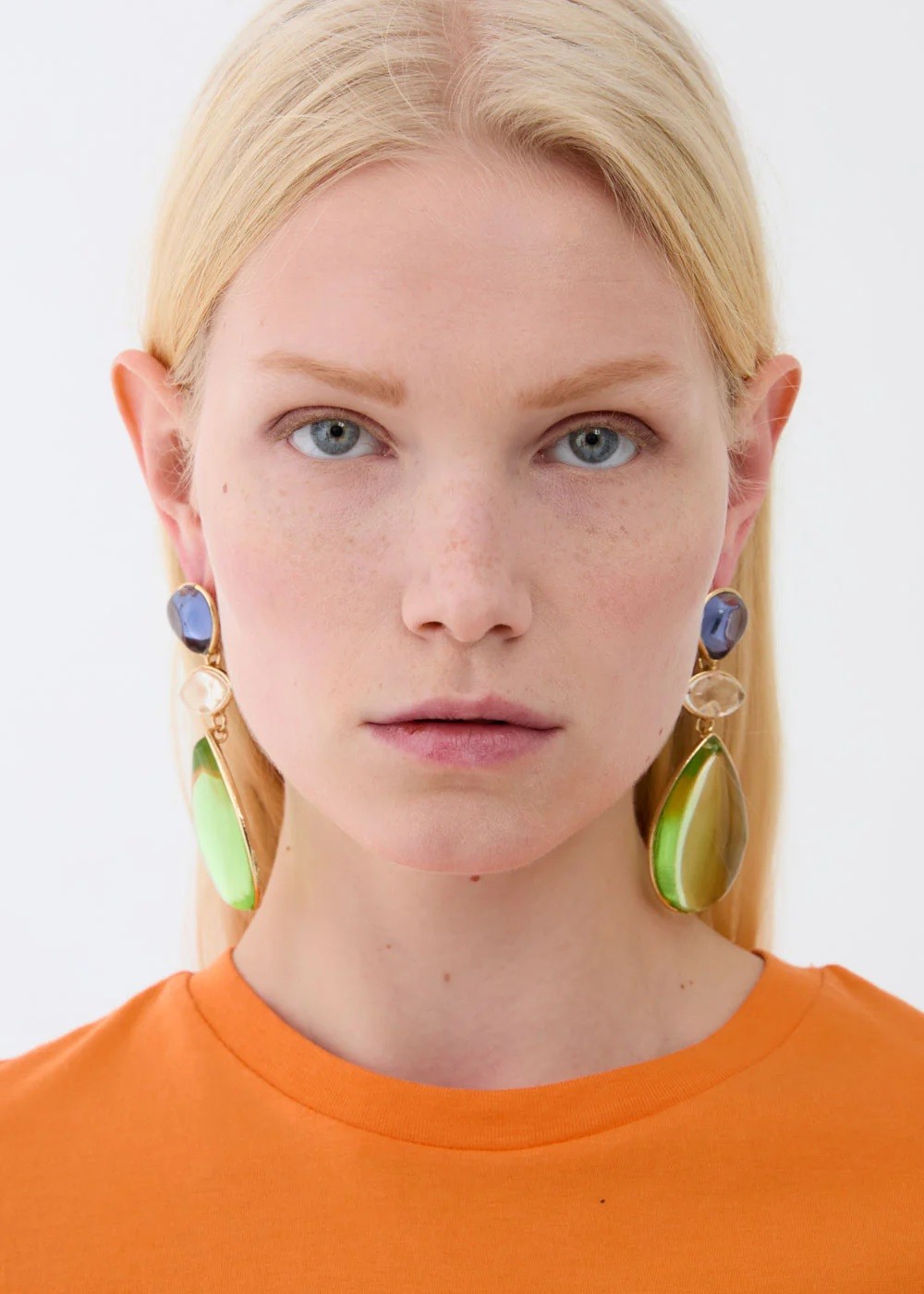 Nali Γυναικεία Σκουλαρίκια Με Πολύχρωμες Ρητίνες Και Γεωμετρικό Σχέδιο φωτογραφία