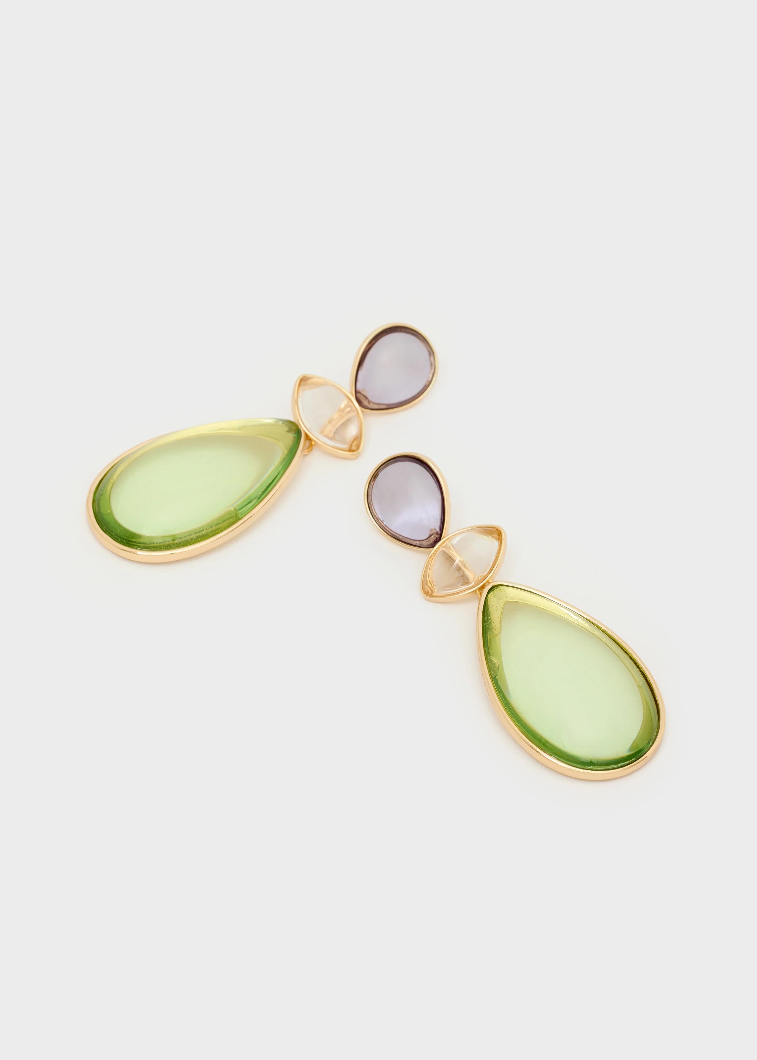 Nali Γυναικεία Σκουλαρίκια Με Πολύχρωμες Ρητίνες Και Γεωμετρικό Σχέδιο φωτογραφία