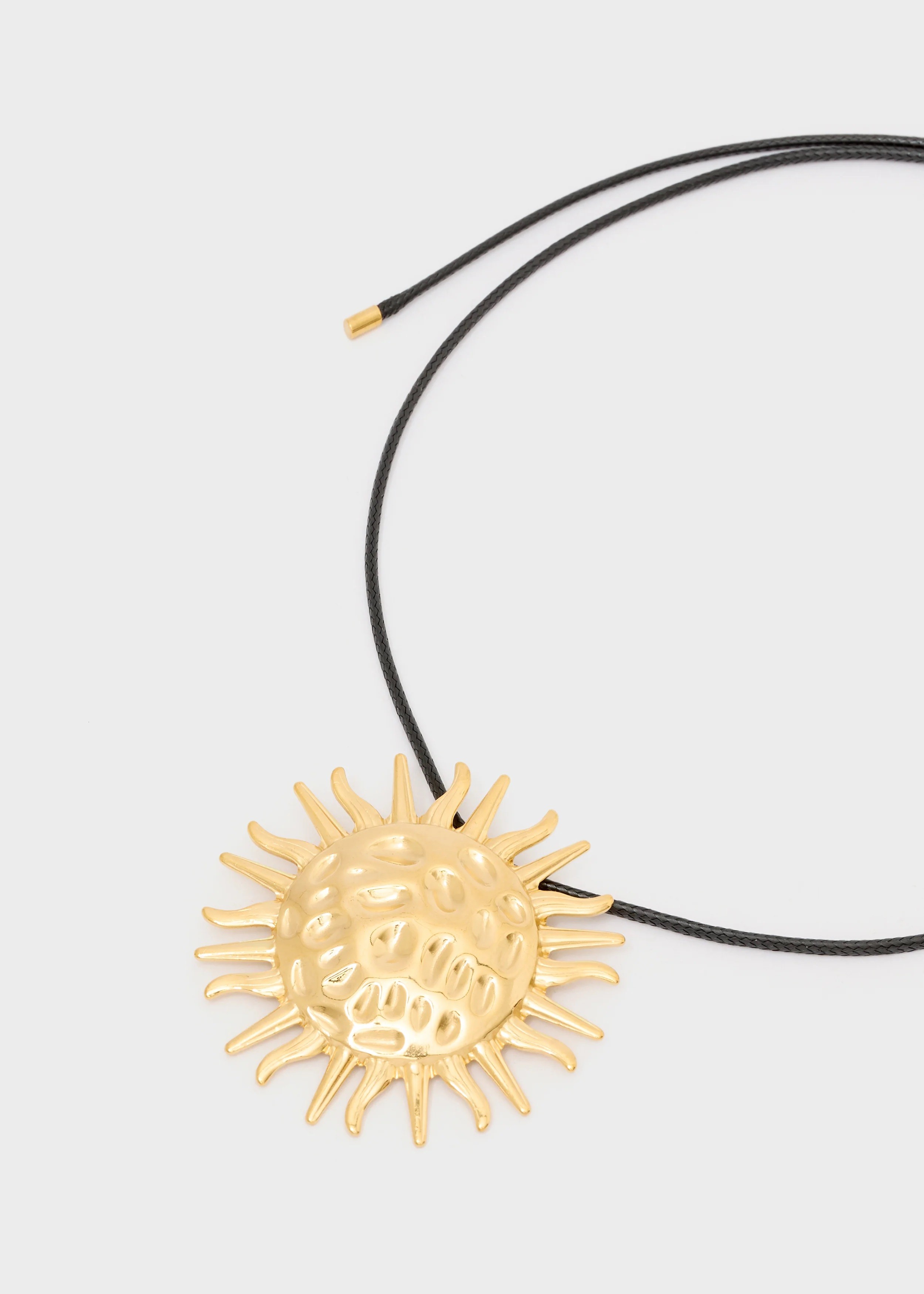 Nali Γυναικείο Μακρύ Κολιέ Με Μεταλλικό Μοτίφ Ήλιου Και Ρυθμιζόμενο Κορδόνι φωτογραφία